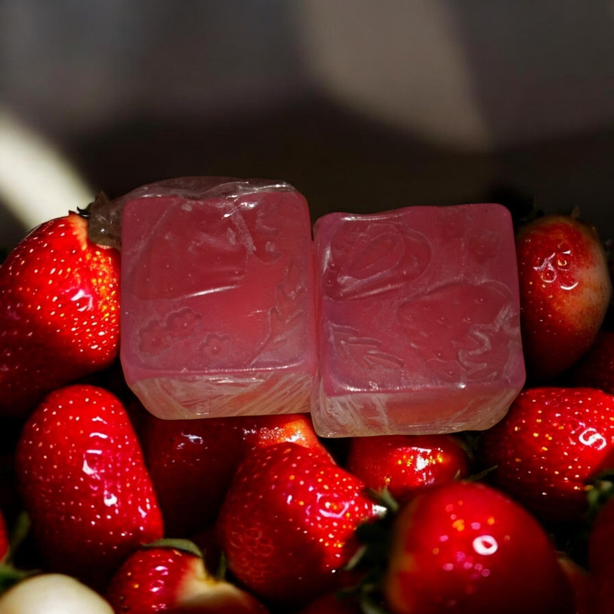 Handmade Glycerin soap about an inch cube strawberry scented